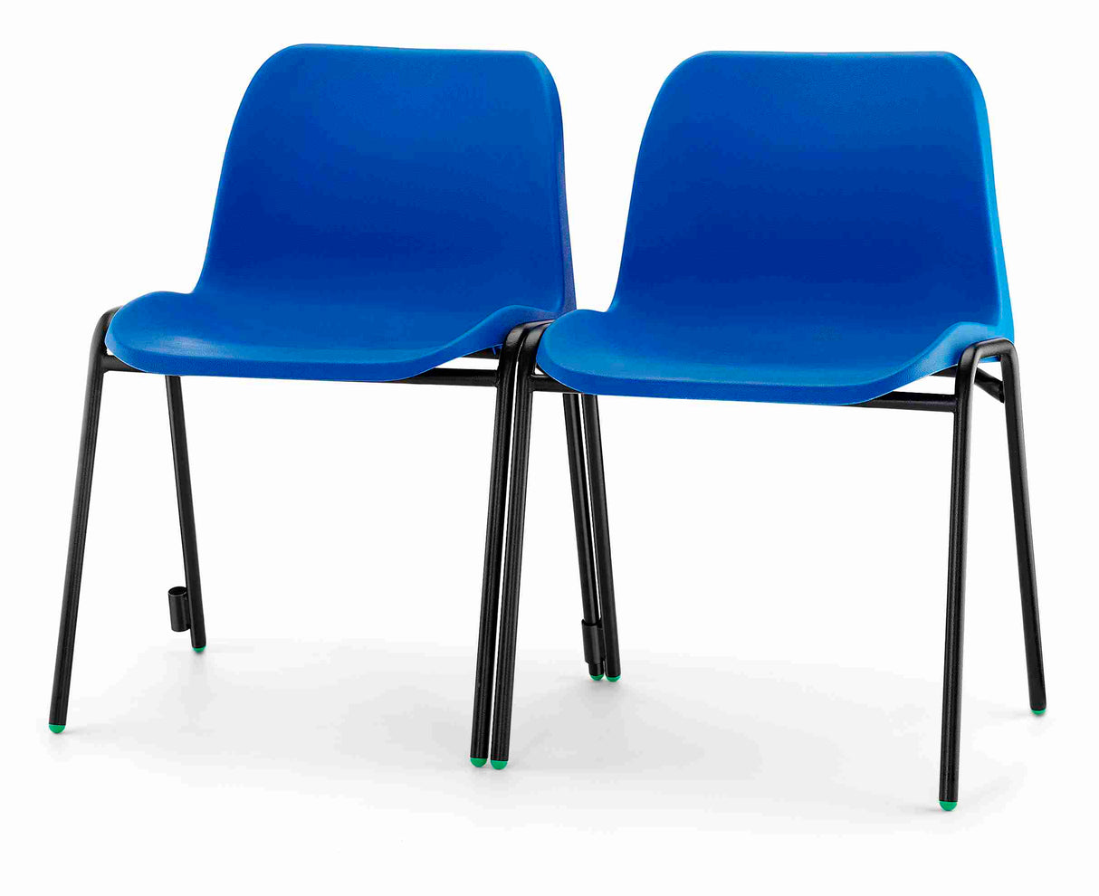 Blue Affinity chairs with steel frames and polypropylene shells