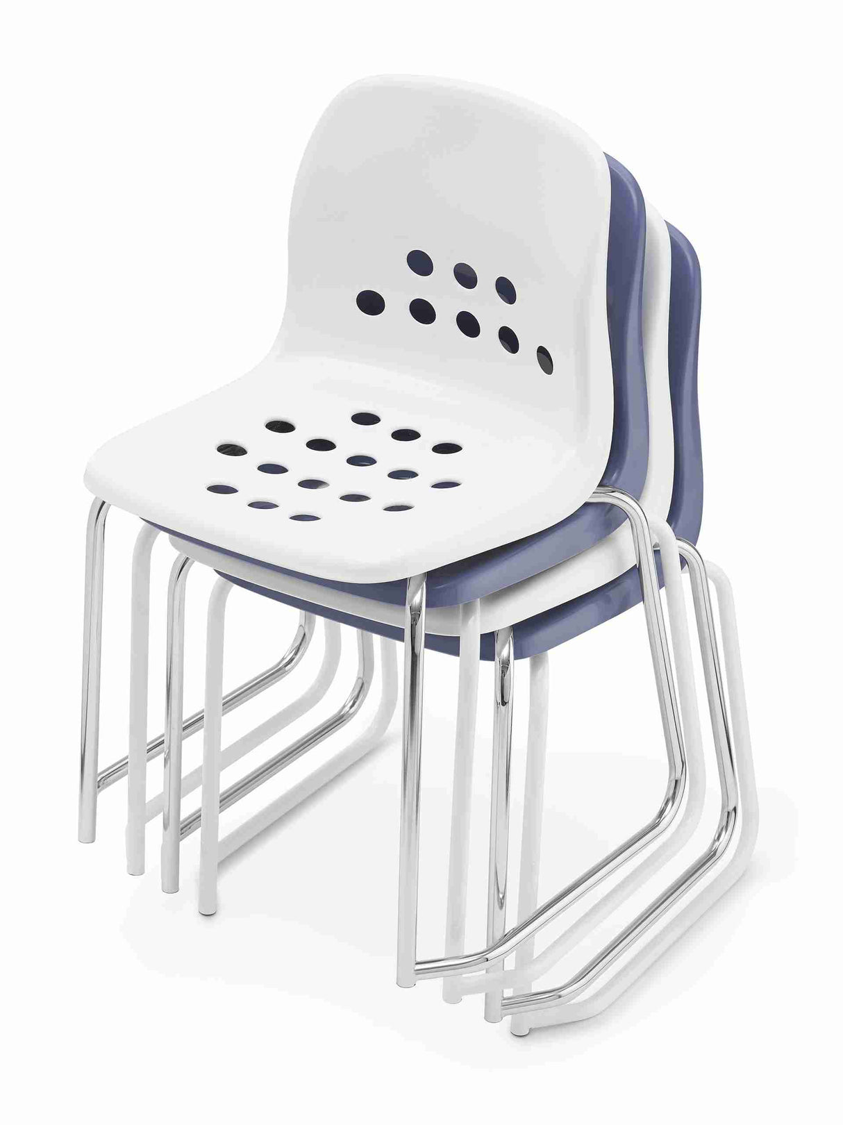 Stackable Apero skidbase chairs with a modern design and durable frames.