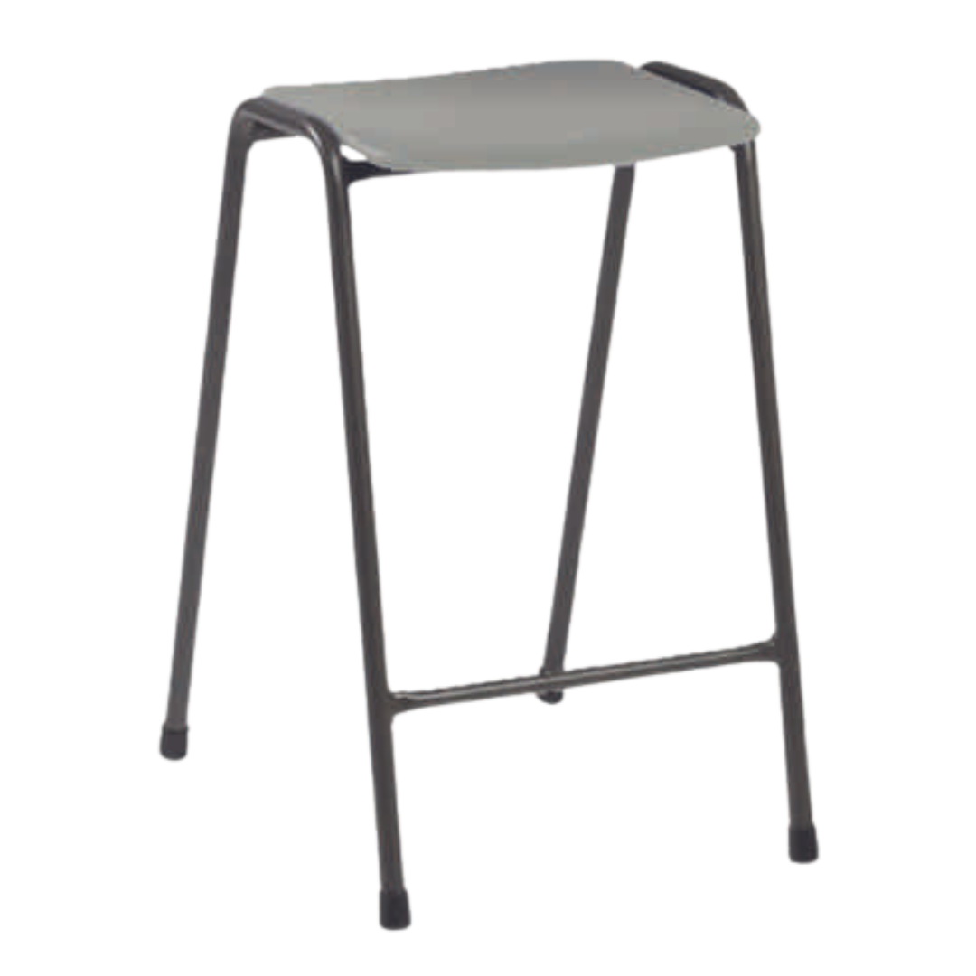 MX08 polypropylene stool with durable steel frame and stackable design.