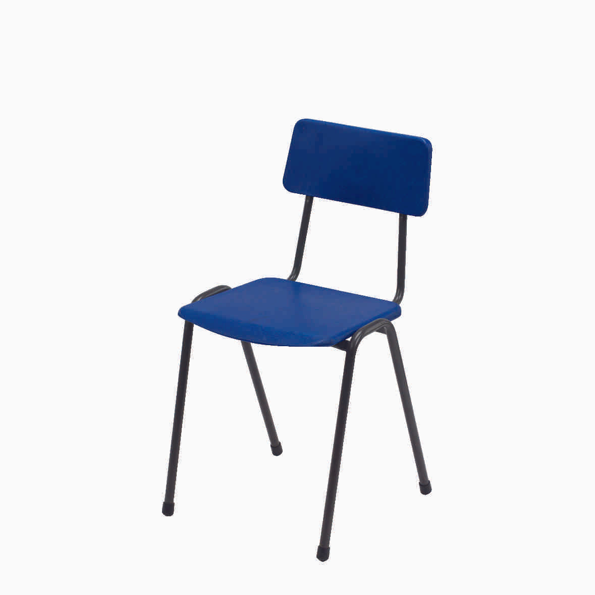 Blue MX24 polypropylene chair with steel frame, ideal for schools and hospitals.