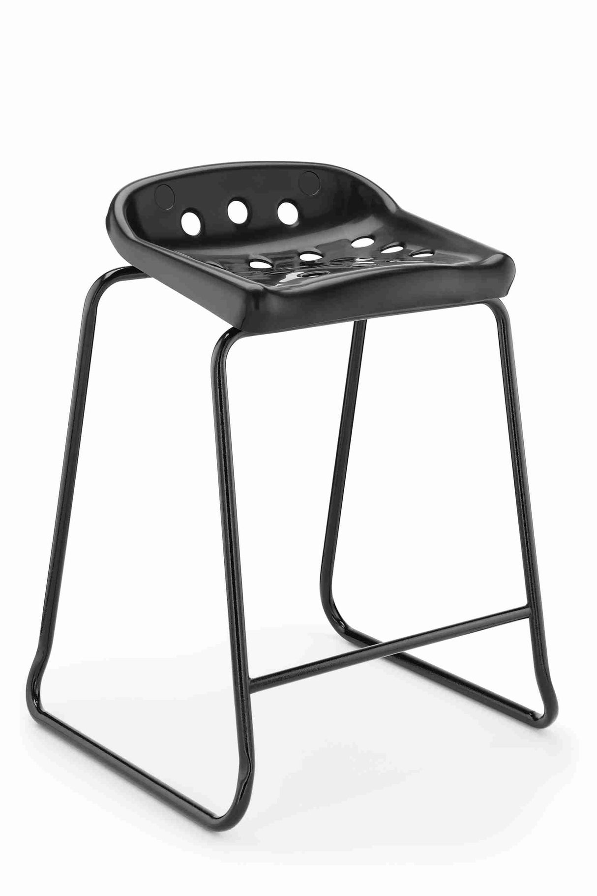 Bold black Pepperpot Stool with modern design and improved comfort for enhanced productivity.