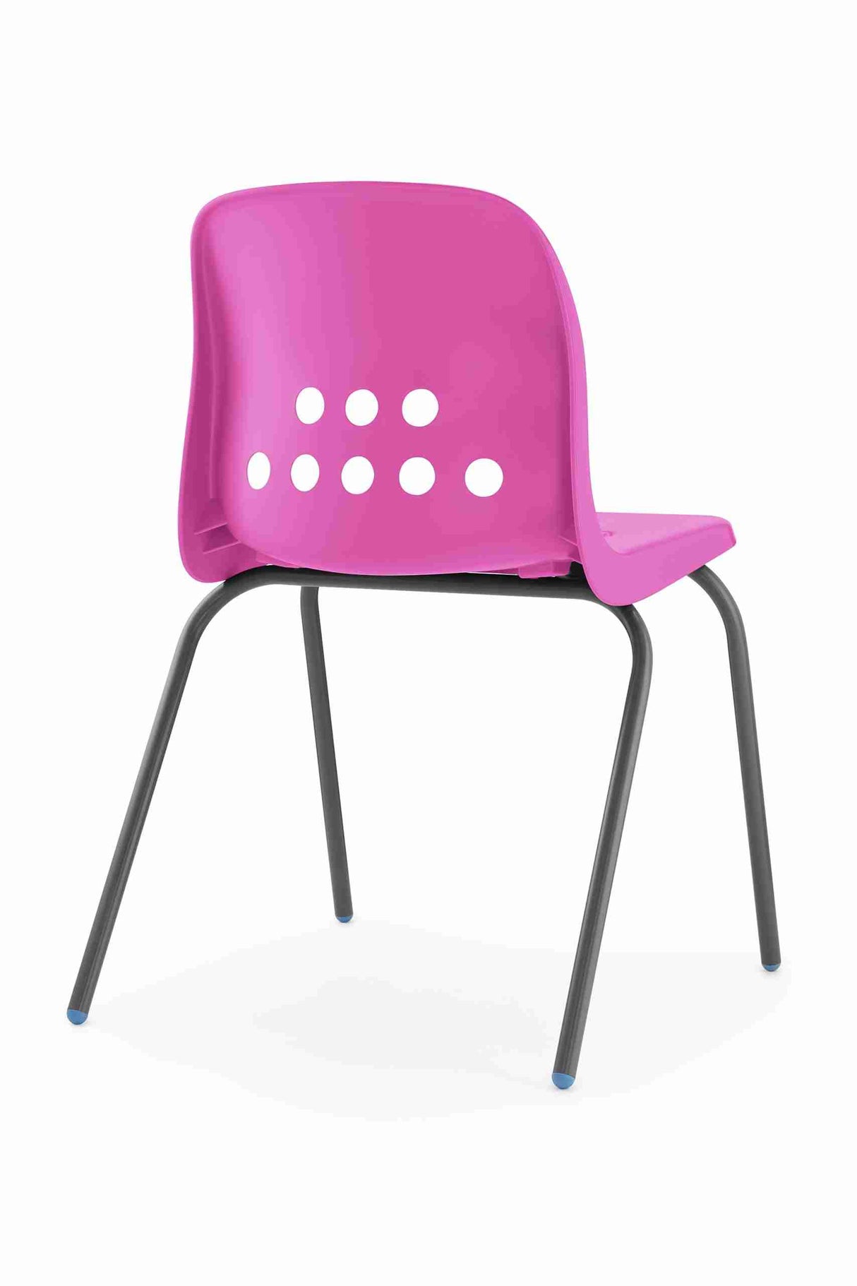 Pink Pepperpot Chair with durable polypropylene shell and high-grade steel frame.