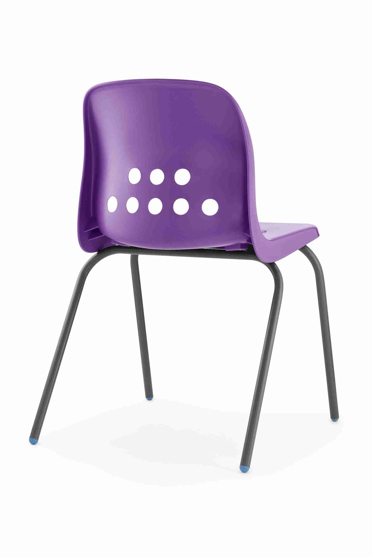 Purple Pepperpot chair with durable polypropylene shell and high-grade steel frame.