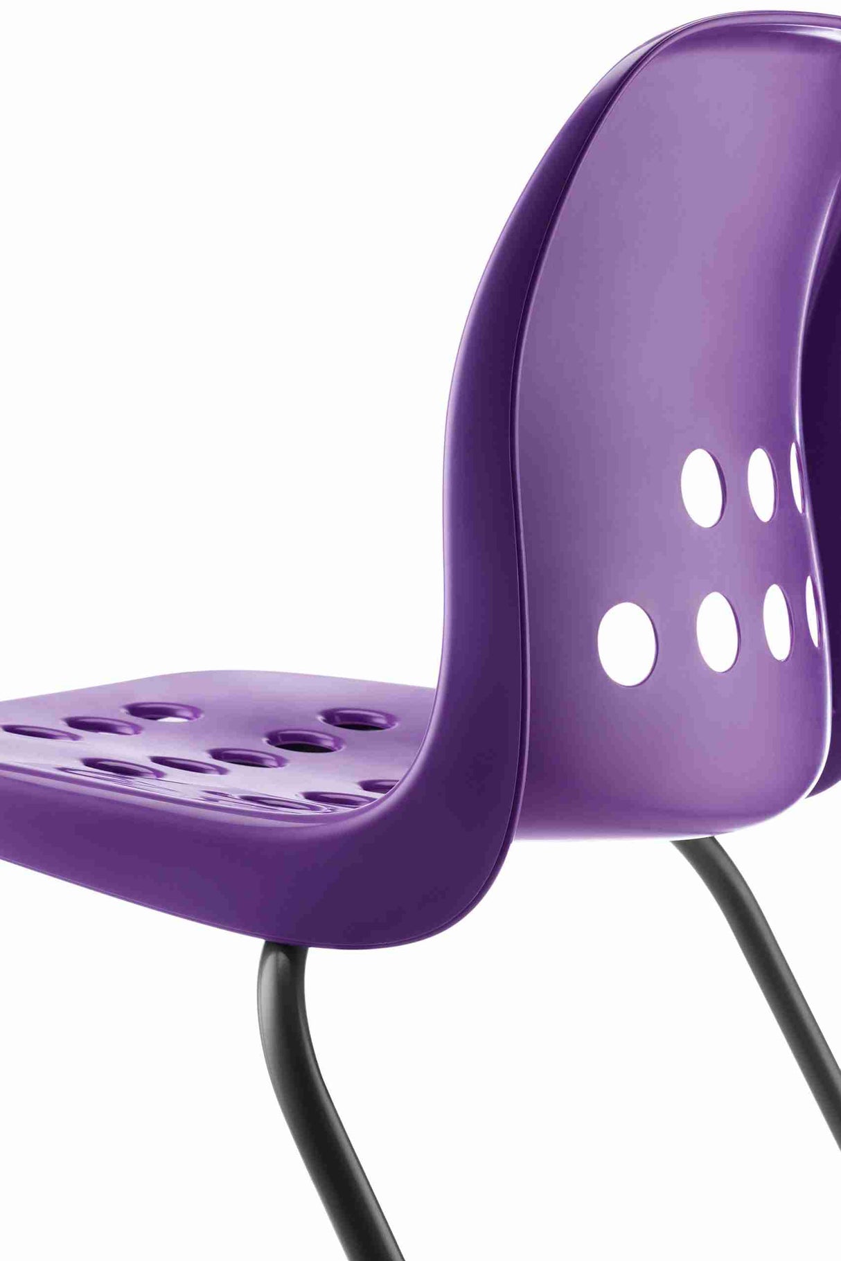 Purple Pepperpot chair with durable polypropylene shell and black high-grade steel frame.