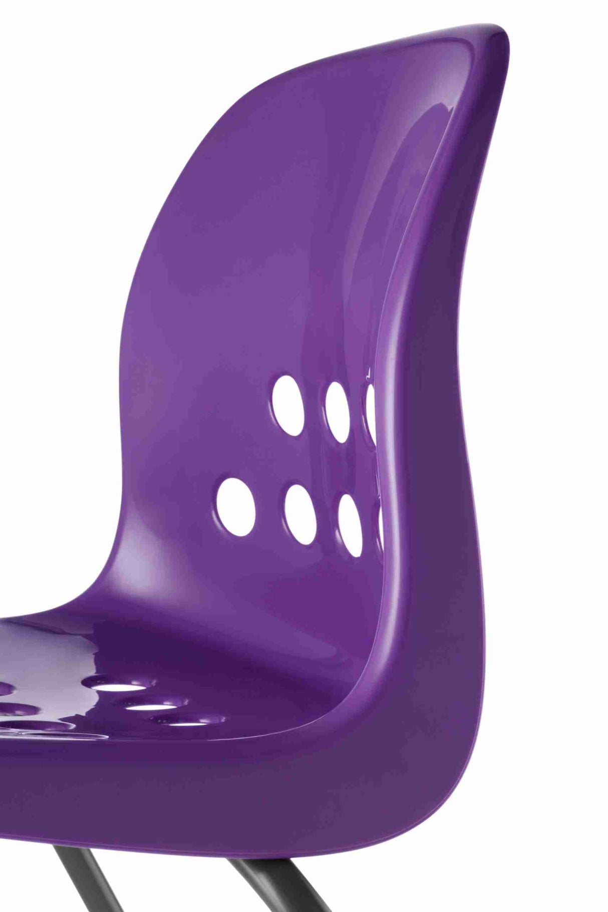 Purple Pepperpot chair with bold lines and durable frame.