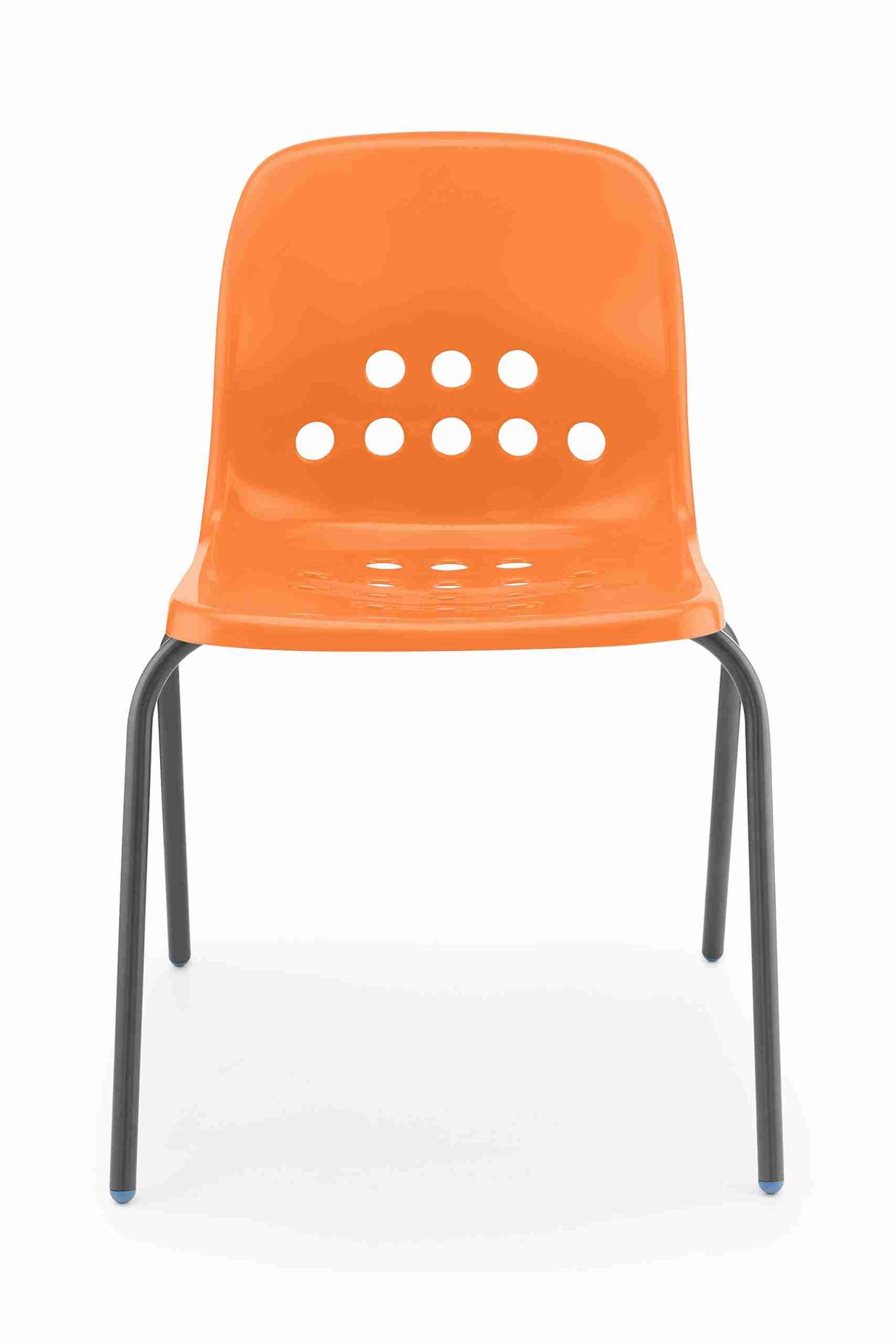 Bold orange Pepperpot chair with durable polypropylene shell and high-grade steel frame.