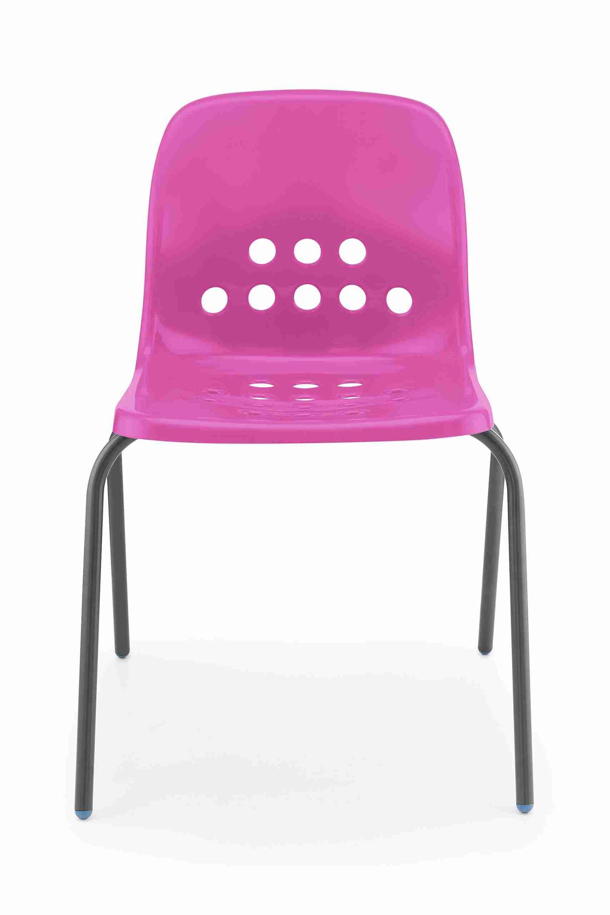 Pink Pepperpot chair with bold design and durable polypropylene shell.