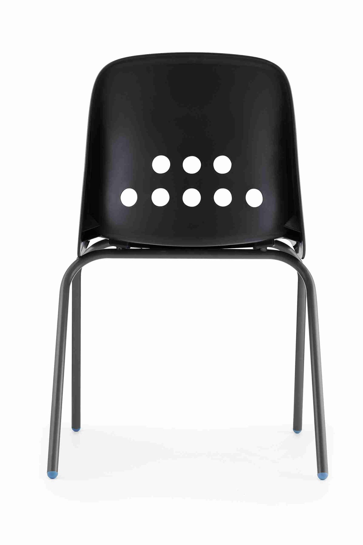 Bold Pepperpot chair with durable black polypropylene shell and high-grade steel frame.