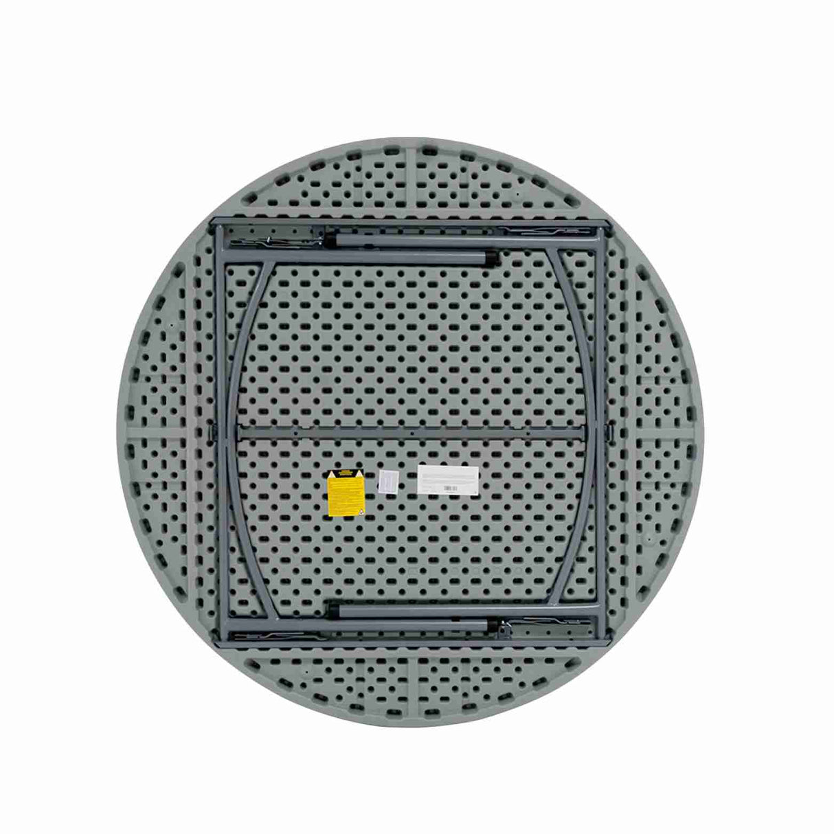 Newstorm 5ft Round Table with folding legs, durable polypropylene design.