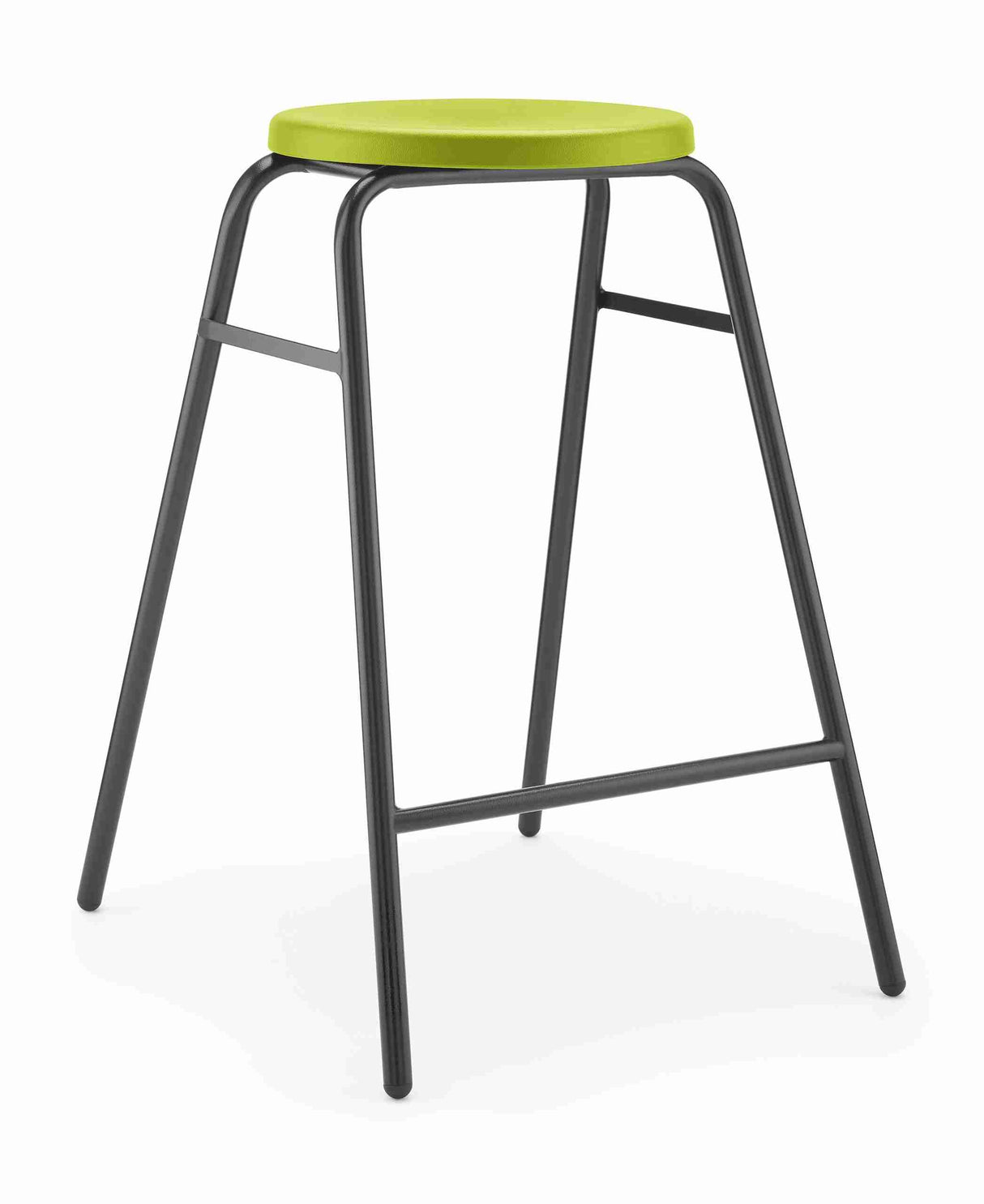Hille Round Top stool in green with durable frame.
