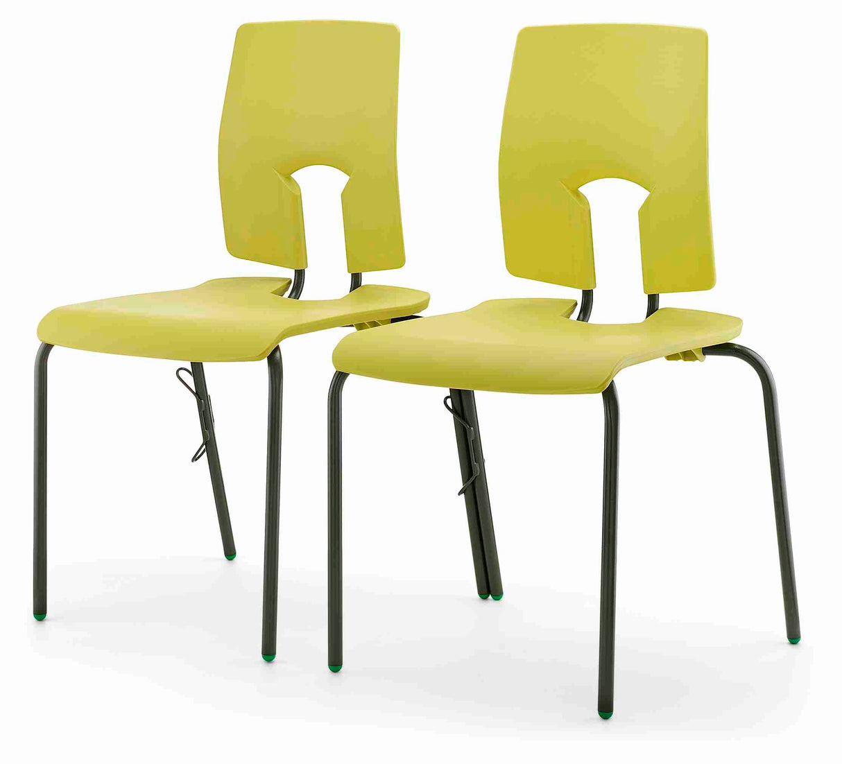 SE Classic Chair with lower back support, lime green seat, durable steel frame, and hard-wearing feet.