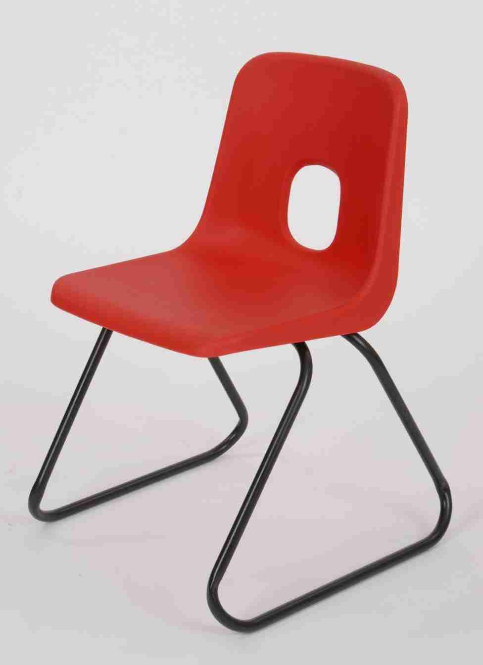 Red Series E Skid Base Chair with durable polypropylene shell and skid frame for classrooms.