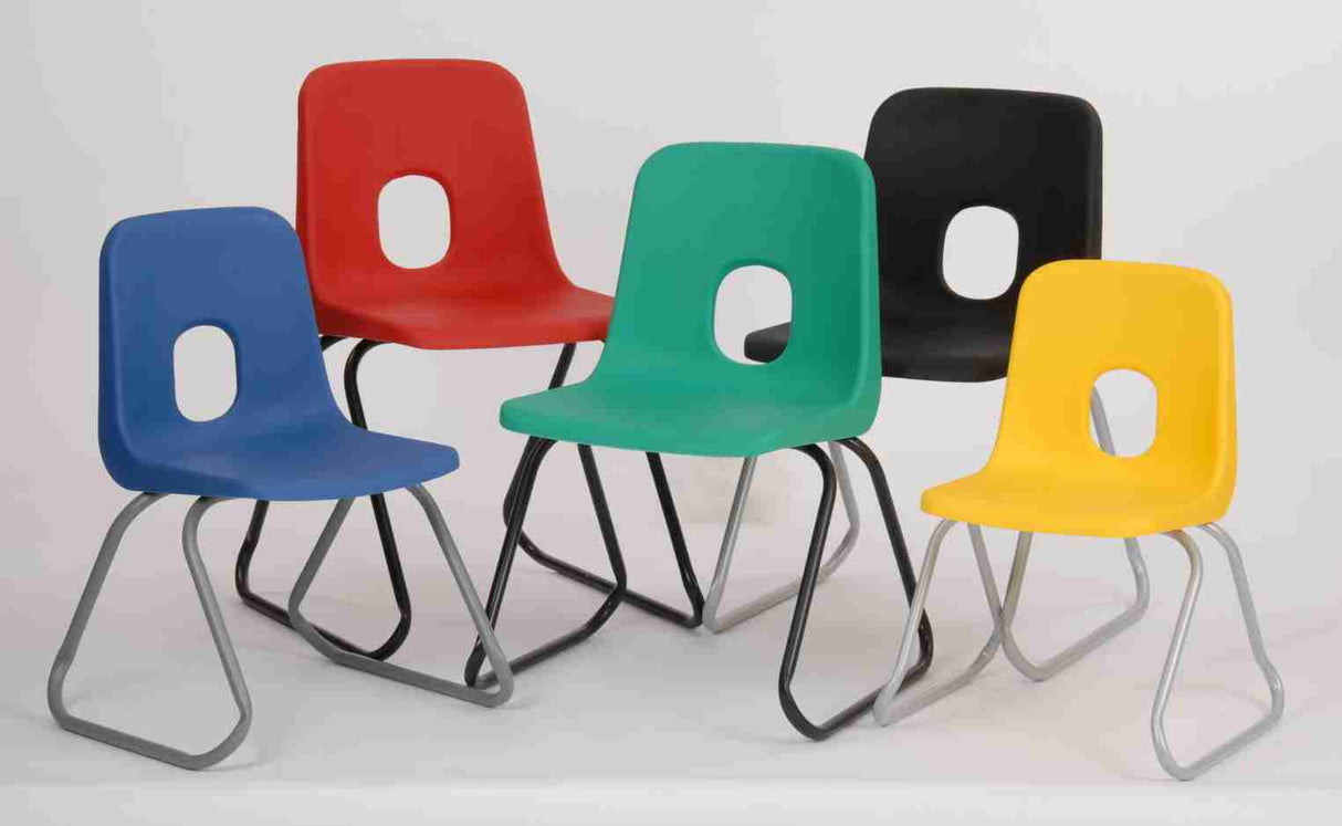 Series E Skid Base Chair in multiple colors with durable steel frames.
