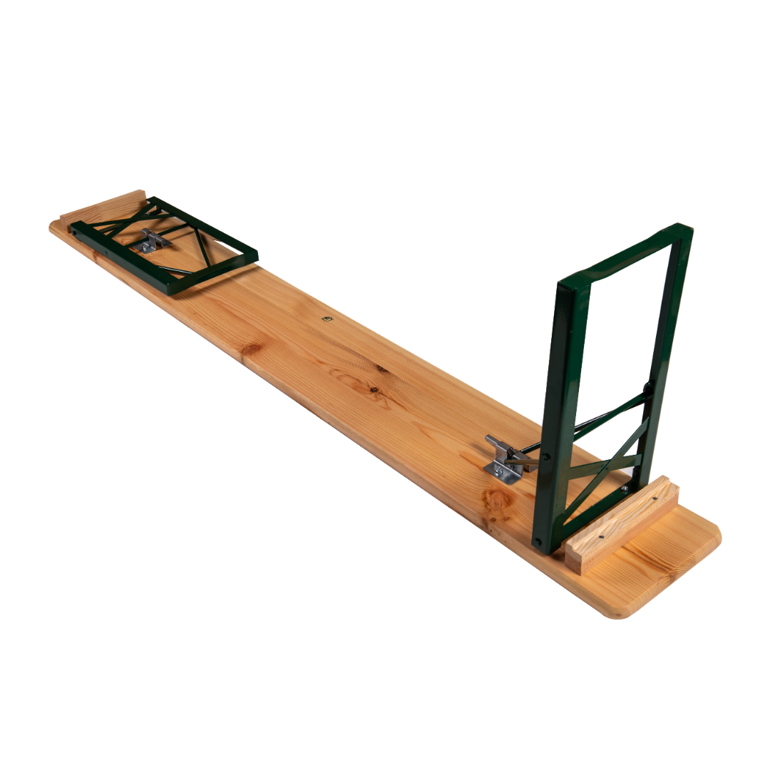 6ft Folding Festival Bench with steel legs and wooden surface