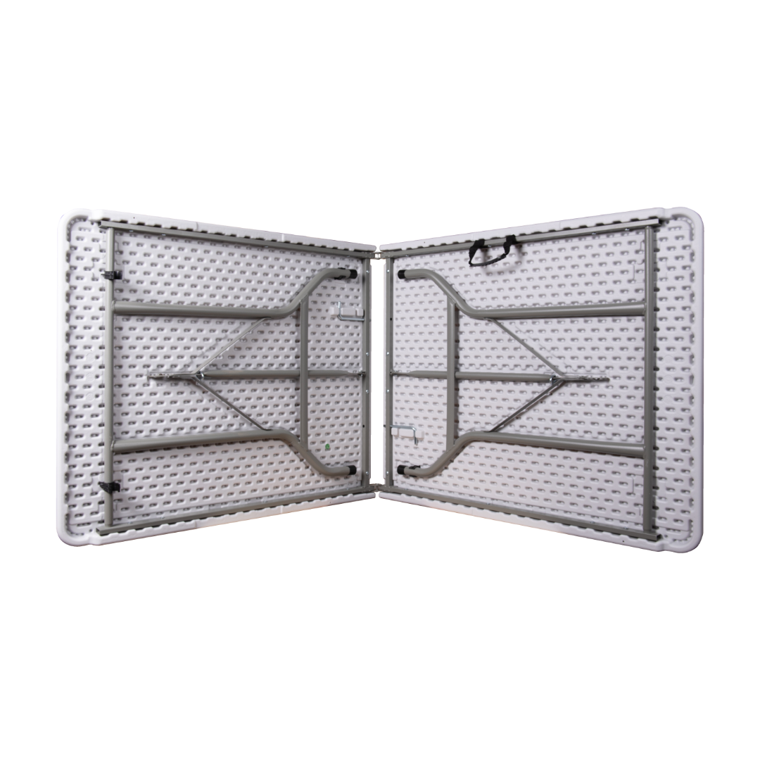 6ft 'Fold in Half' table with folding legs and polypropylene surface.