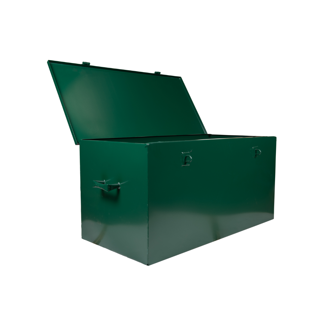 Durable Site Tool Box made from premium 3mm steel, seam welded for resilience.
