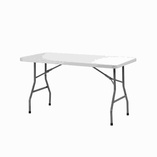 5ft solid rectangle polypropylene table with folding legs, durable and lightweight, ideal for events and exhibitions; Newstorm 5ft table.
