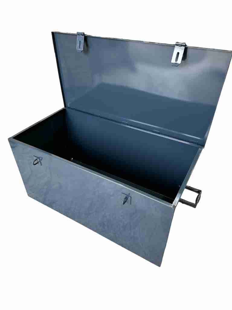 Gun Metal Blue site tool box made from quality rolled steel with heavy duty hasp and seamless welds.