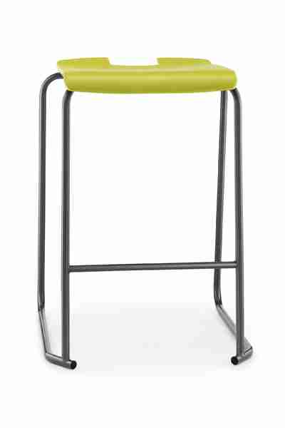 Hille SE Backless Stool with durable steel frame and leatherite paint finish.