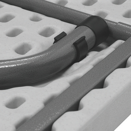 Folding mechanism detail of Newstorm 5ft solid rectangle polypropylene table.
