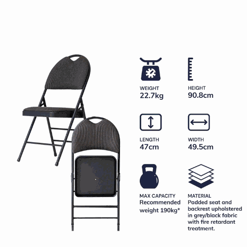 Padded Fabric Black Folding Chair | Epsom Chair (Set of 4)