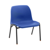 Blue anti-bacterial Affinity chair designed to restrict microorganism growth for educational settings.