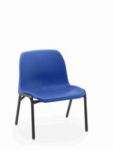 Blue anti-bacterial Affinity chair with black legs for educational settings.