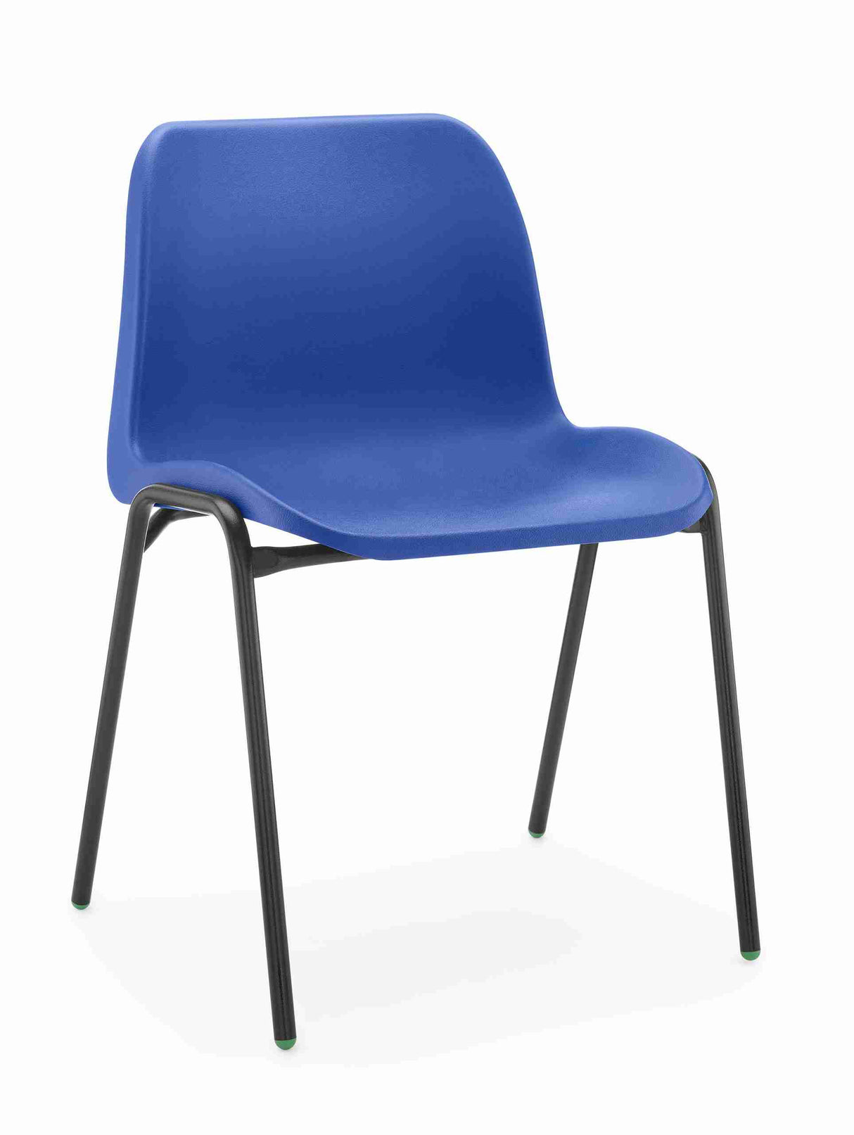 Blue Affinity chair with steel frame and polypropylene shell.