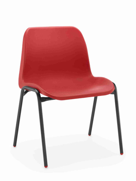 Red Affinity chair with steel frame and polypropylene shell, ideal for schools.