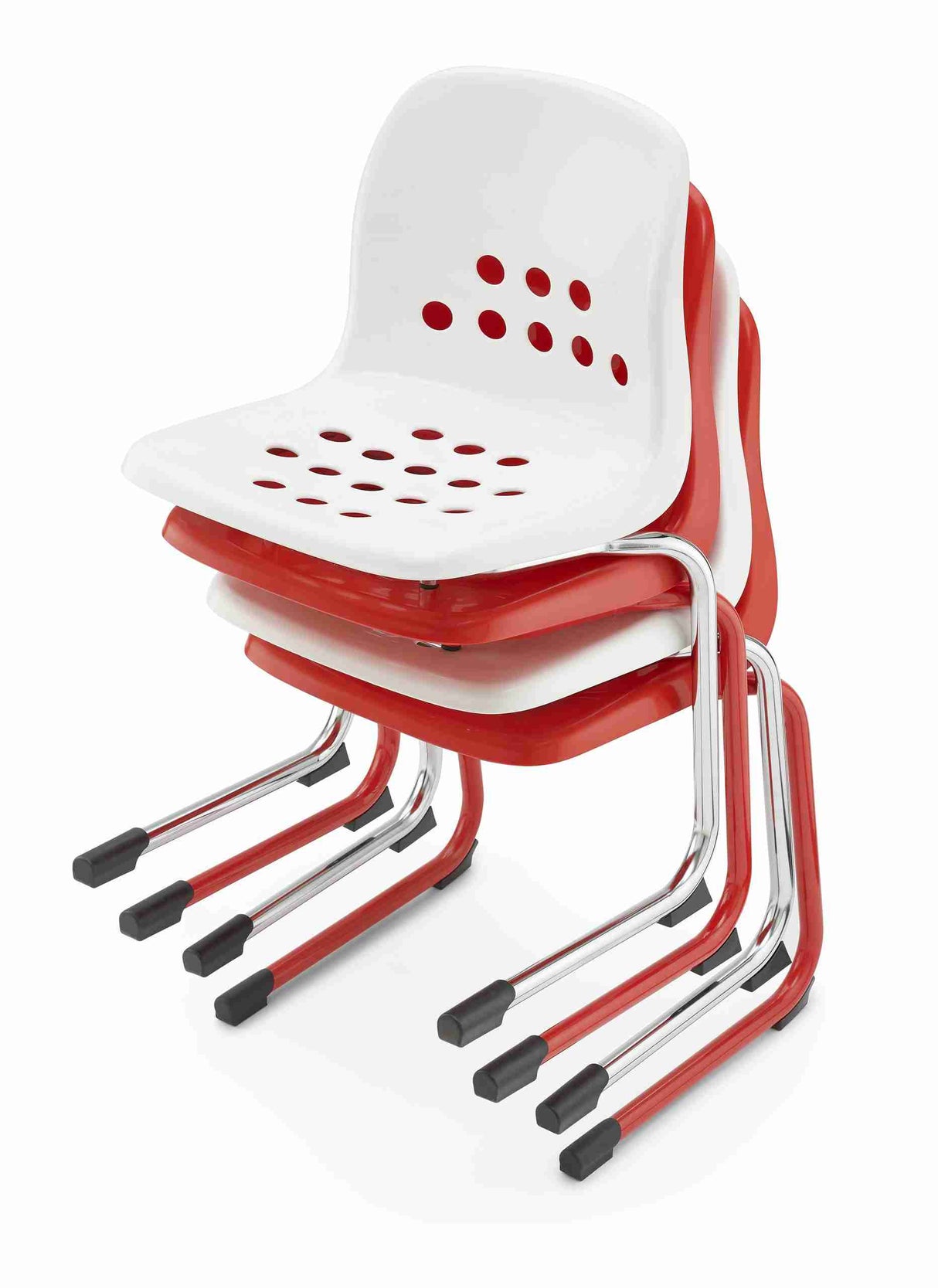Apero cantilever Chair in stacked arrangement showcasing ergonomic design and metal frame.