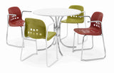 Apero skidbase Chair with arms around a table, featuring durable skidbase frames.