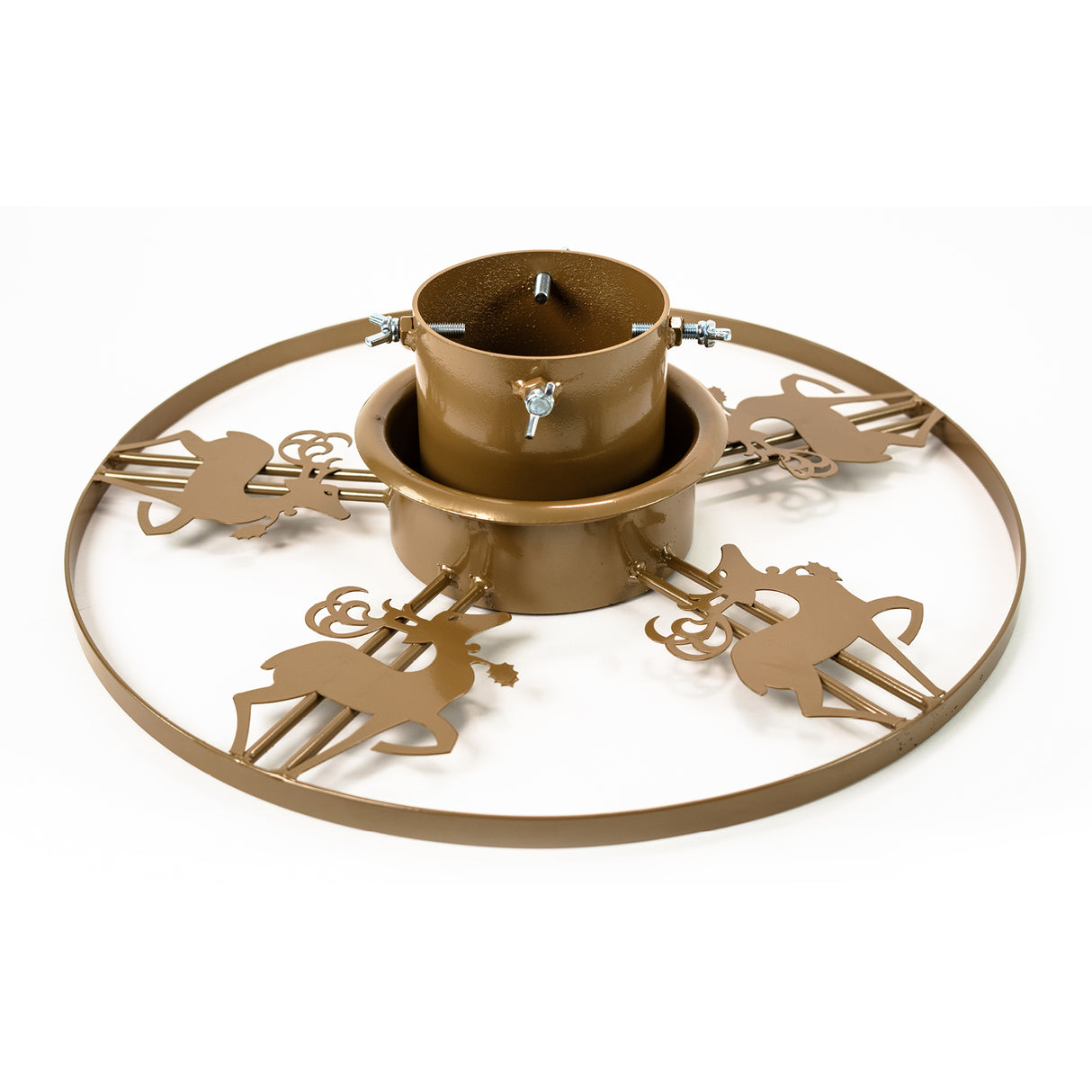 Decorative Reindeer Christmas Tree Stand | Made From Durable Steel (Gold)