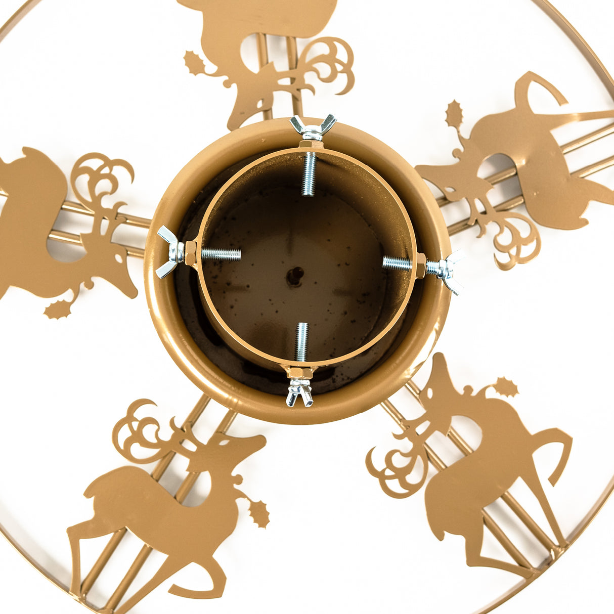 Decorative Reindeer Christmas Tree Stand | Made From Durable Steel (Gold)