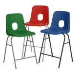 Colorful Series E Stools with steel frames for schools.