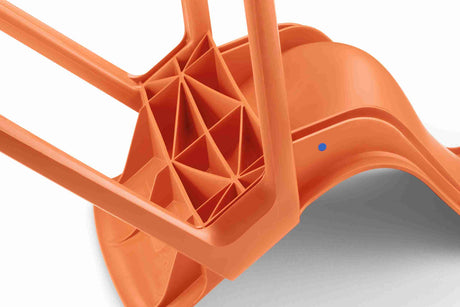 Close-up view of Ergostak Chair's underside with ergonomic design.