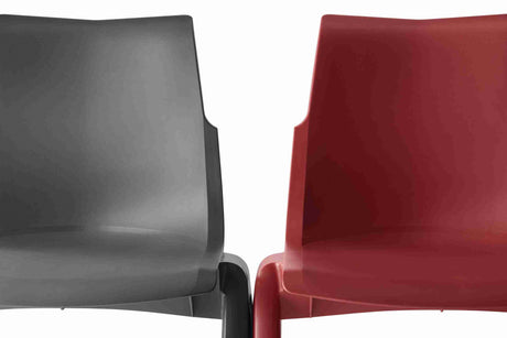 Ergostak Chair with ergonomic design in black and red options.