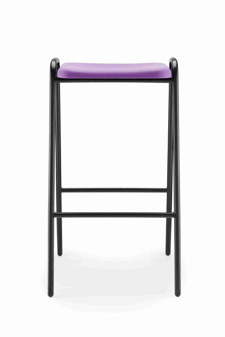 Hille Polypropylene Flat Top stool with stackable design and durable steel frame.