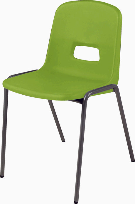 Reinspire GH20 School Chair in green, durable polypropylene, A-frame steel design.