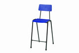 MX05 Stool Seat with blue polypropylene back and seat on a sturdy steel frame.