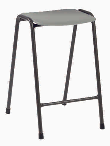 MX08 polypropylene stool with robust A-frame and 22mm steel frame for durability.