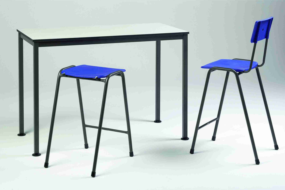 MX08 polypropylene stool with 22mm steel frame and durable construction.