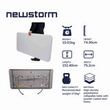 Newstorm 5ft solid rectangle polypropylene folding table with weight and material details.