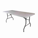 6ft Polypropylene Table with folding legs and powder-coated steel design.