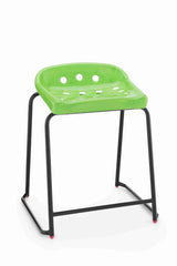 Green Pepperpot Stool with black legs, featuring bold design and increased comfort.