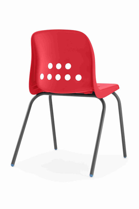 Red Pepperpot chair with bold lines and durable design.