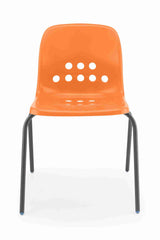 Bold orange Pepperpot chair with durable polypropylene shell and high-grade steel frame.