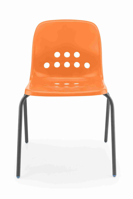 Bold orange Pepperpot chair with durable polypropylene shell and high-grade steel frame.
