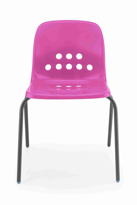 Pink Pepperpot chair with bold design and durable polypropylene shell.