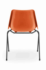 Hille Classics Polyside Chair, durable and elegant design with orange seat and metal frame.
