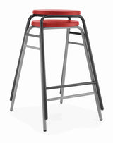 Hille Round Top stools in red with durable metal frame.